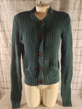 Moda International Teal Knit Button-Front Cardigan